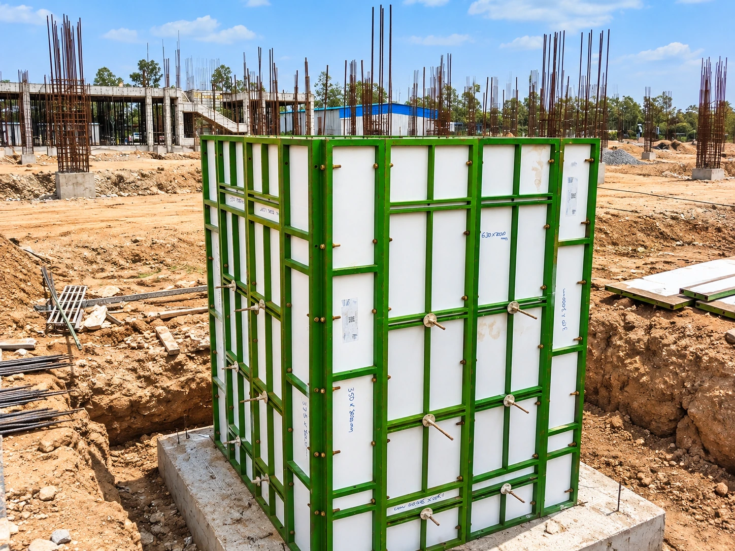 Wall formwork ready for concrete pour